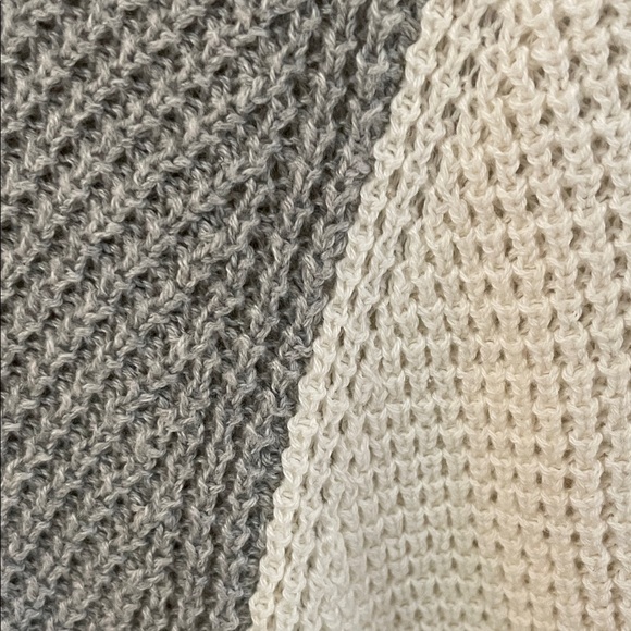 NWT GAP Men's Cream and Gray Crewneck Raglan Sleeve Waffle Knit Sweater L - Picture 5 of 11